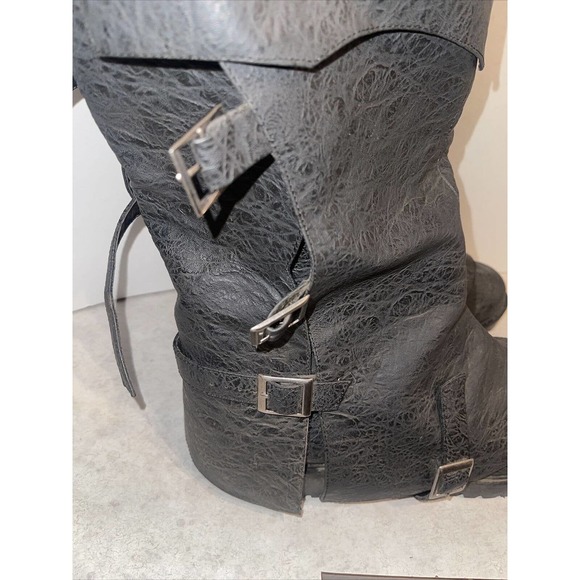 GOTH105 Men L Medieval Warrior Black BuckleStrap Costume Boots L 13” Tall main image 7